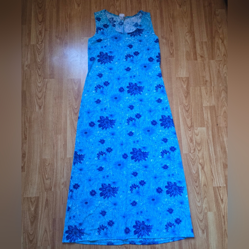 Elegant Blue Floral Maxi Dress